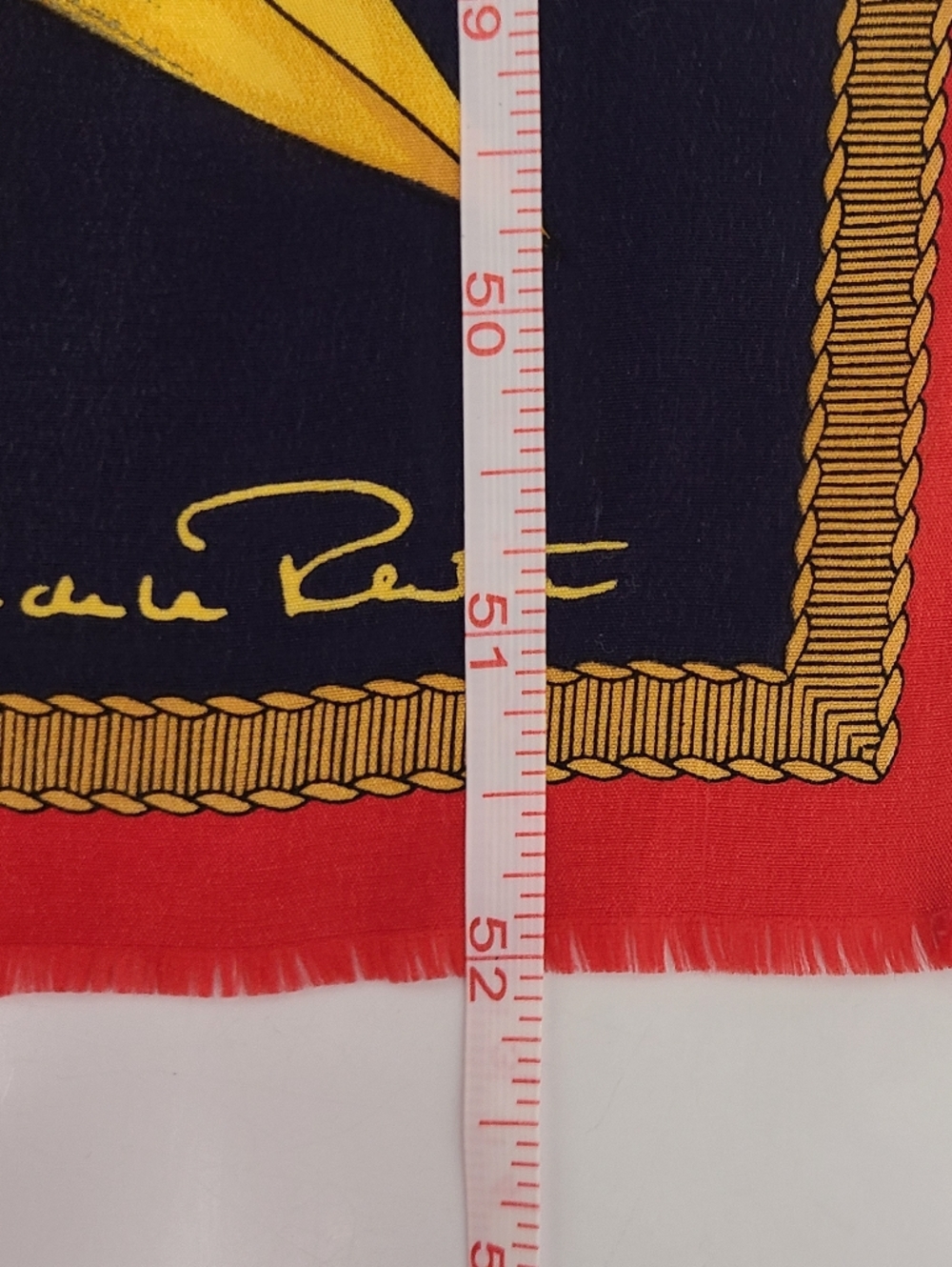 Oscar de la Renta Vintage Oblong Scarf Blue/Red/Yellow Celestial Print - Picture 8 of 10